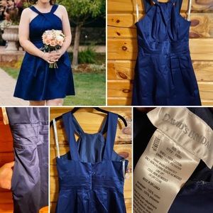 David’s Bridal, Size 10, Short Navy Bridesmaid Dress.